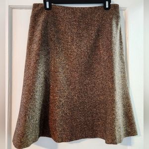 Dark academia wool and silk brown skirt